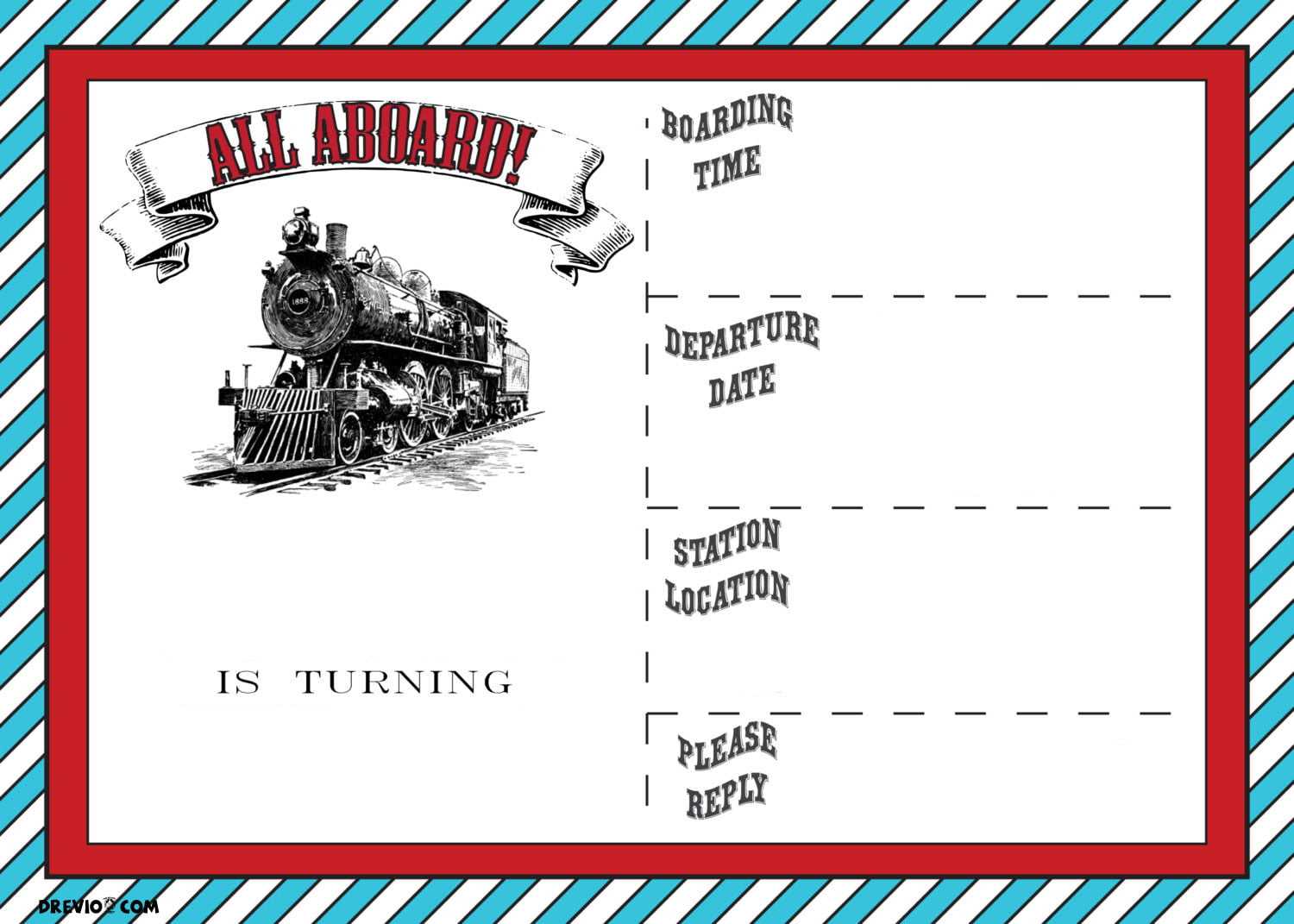 Free Printable Vintage Train Ticket Invitation Template  Download  For Blank Train Ticket Template