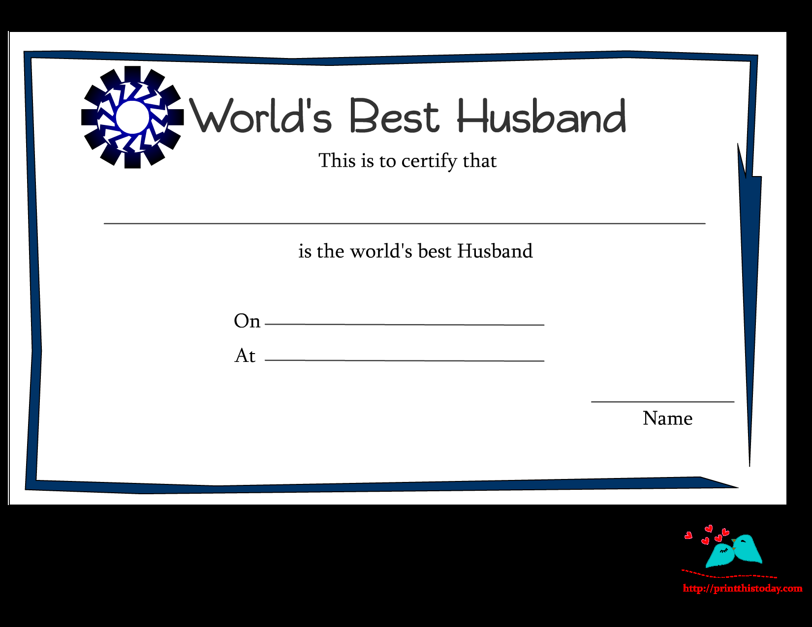 Free Printable World’s Best Husband Certificates With Love Certificate Templates