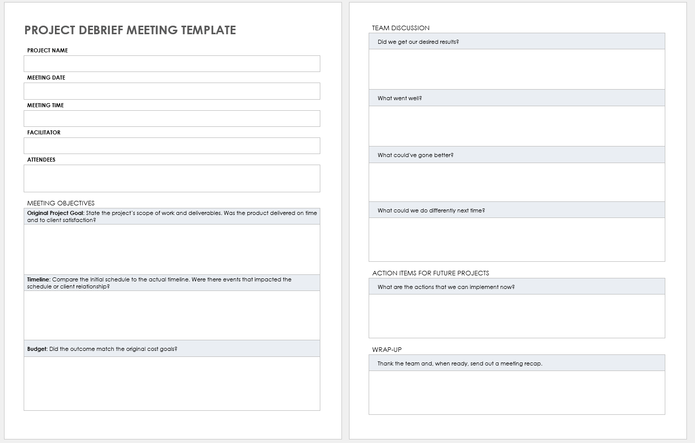 Free Project Debrief Templates  Smartsheet Inside Debriefing Report Template