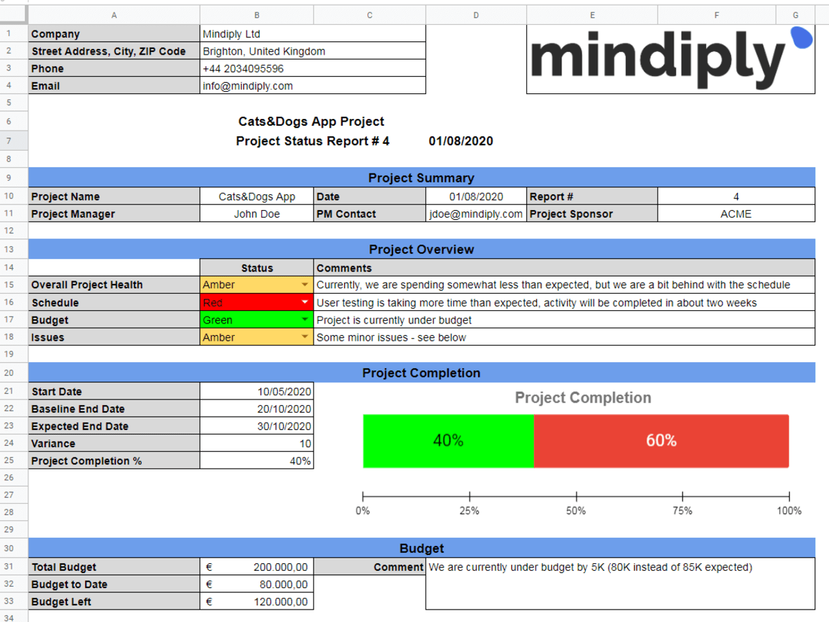 Free Project Management Report Template Throughout Project Manager Status Report Template