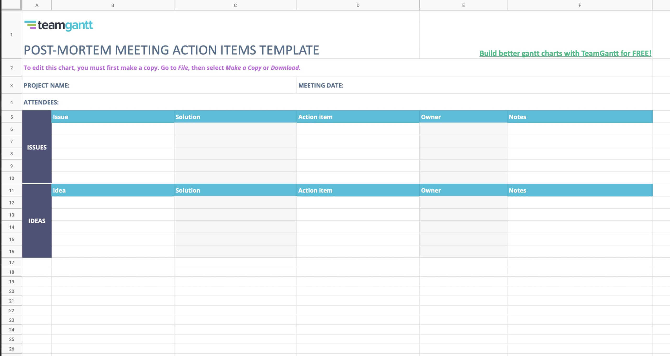 Free Project Management Templates  Download Now  TeamGantt