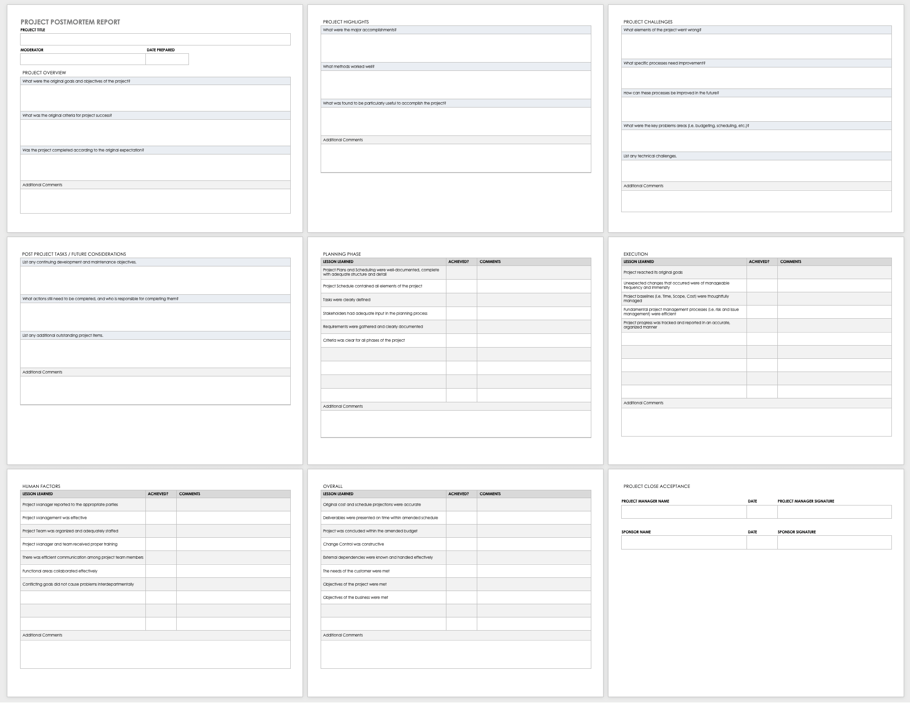 Free Project Post-mortem Templates  Smartsheet