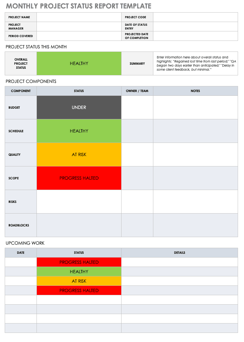 Free Project Status Templates  Smartsheet Intended For Qa Weekly Status Report Template