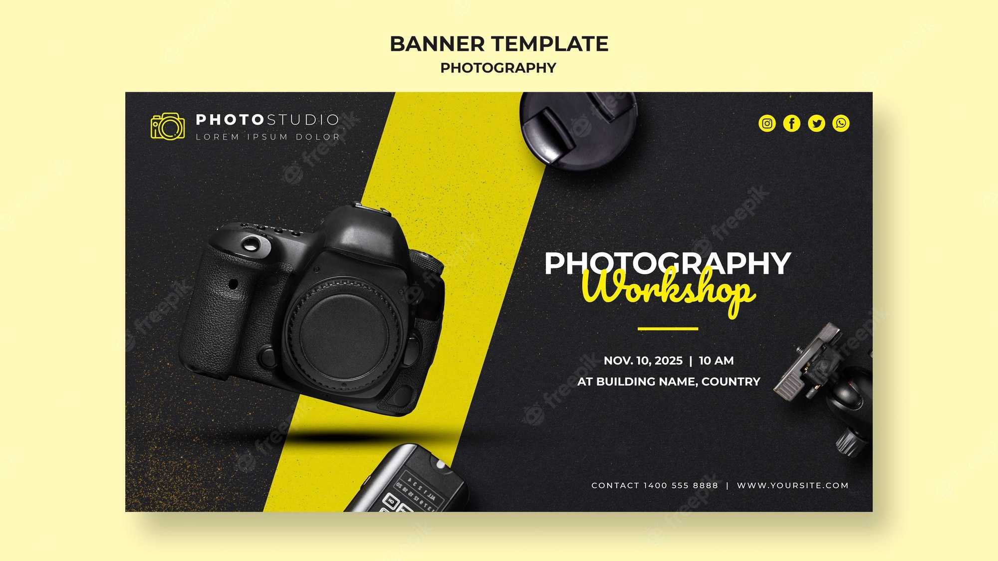 Free PSD  Banner photography workshop template Regarding Photography Banner Template