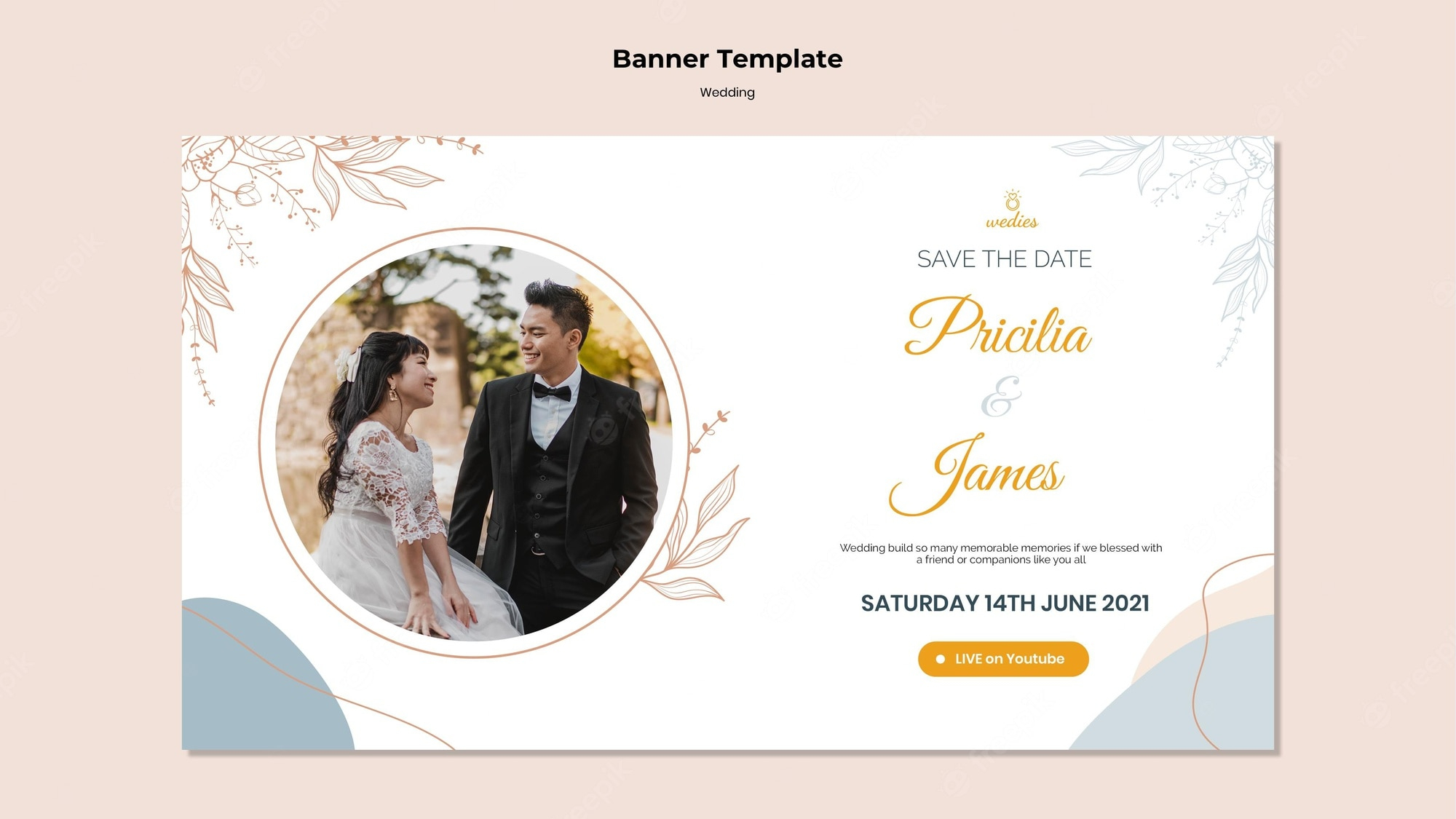 Free PSD  Banner template for wedding ceremony with bride and groom In Bride To Be Banner Template