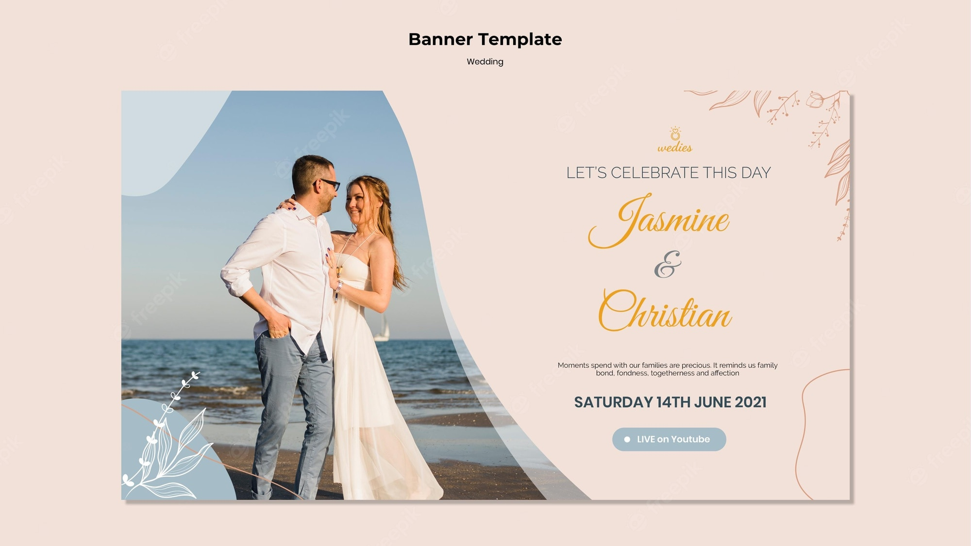 Free PSD  Banner template for wedding ceremony with bride and groom With Bride To Be Banner Template