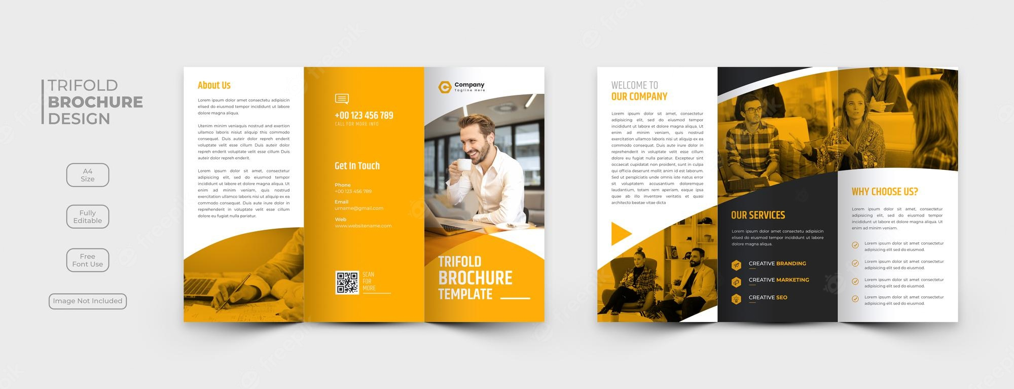 Free PSD  Creative business trifold brochure template For Free Tri Fold Business Brochure Templates