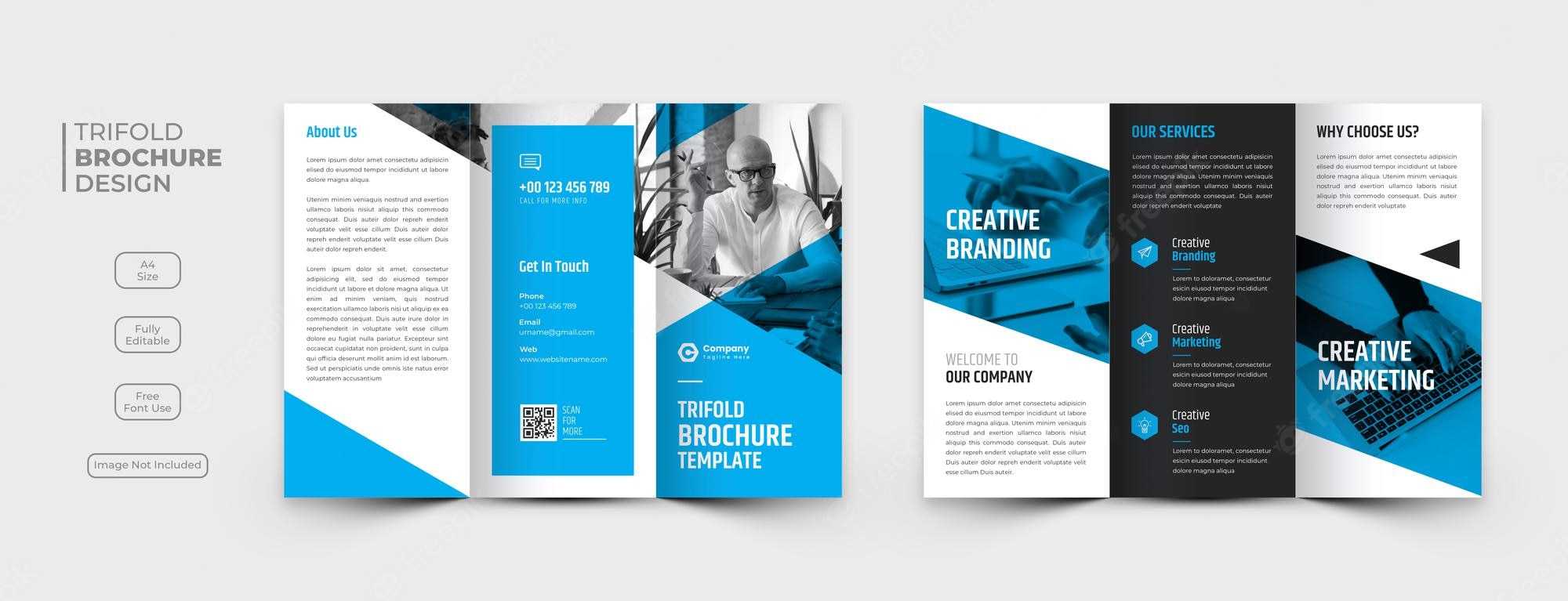 Free PSD  Creative Business Trifold Brochure Template With Free Tri Fold Business Brochure Templates