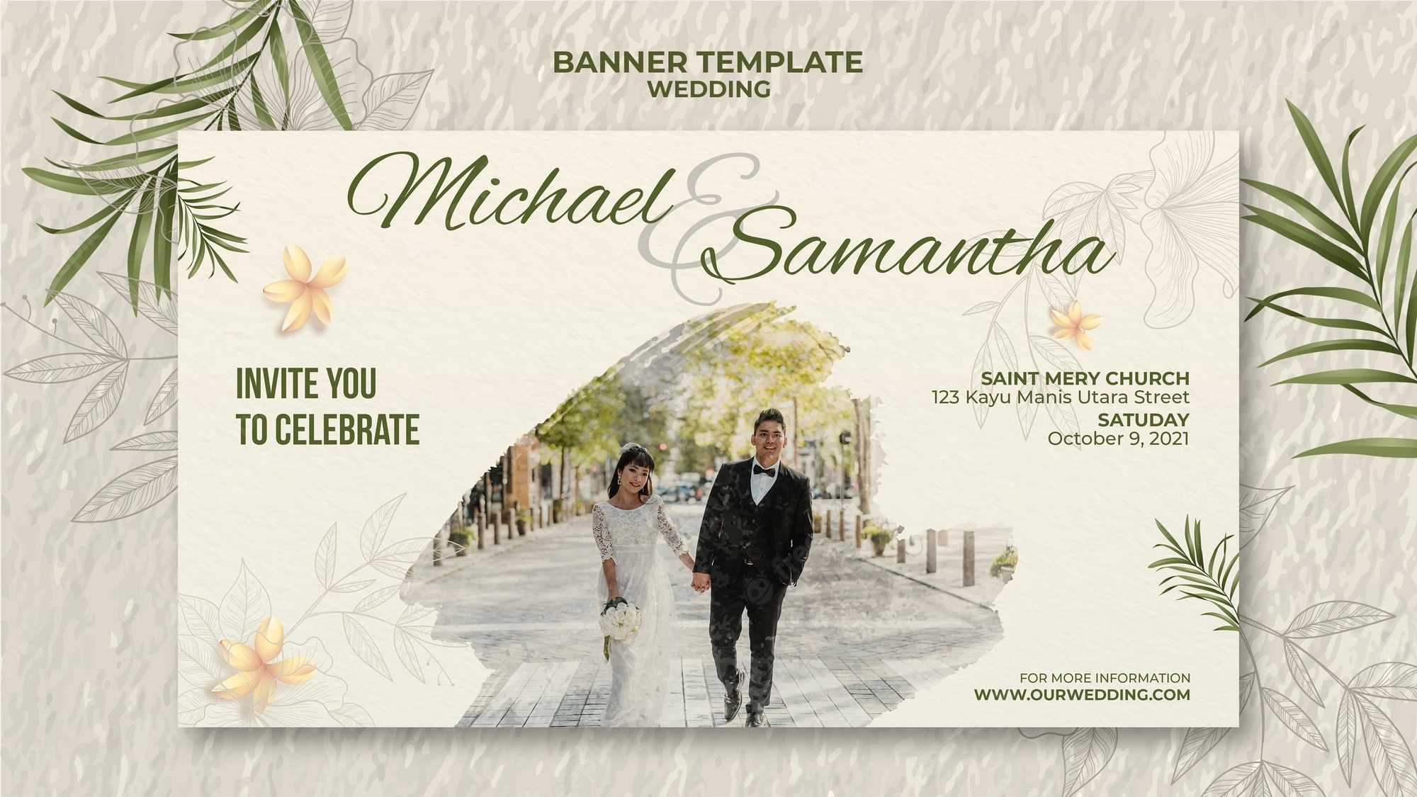 Free PSD  Elegant wedding banner template Within Wedding Banner Design Templates