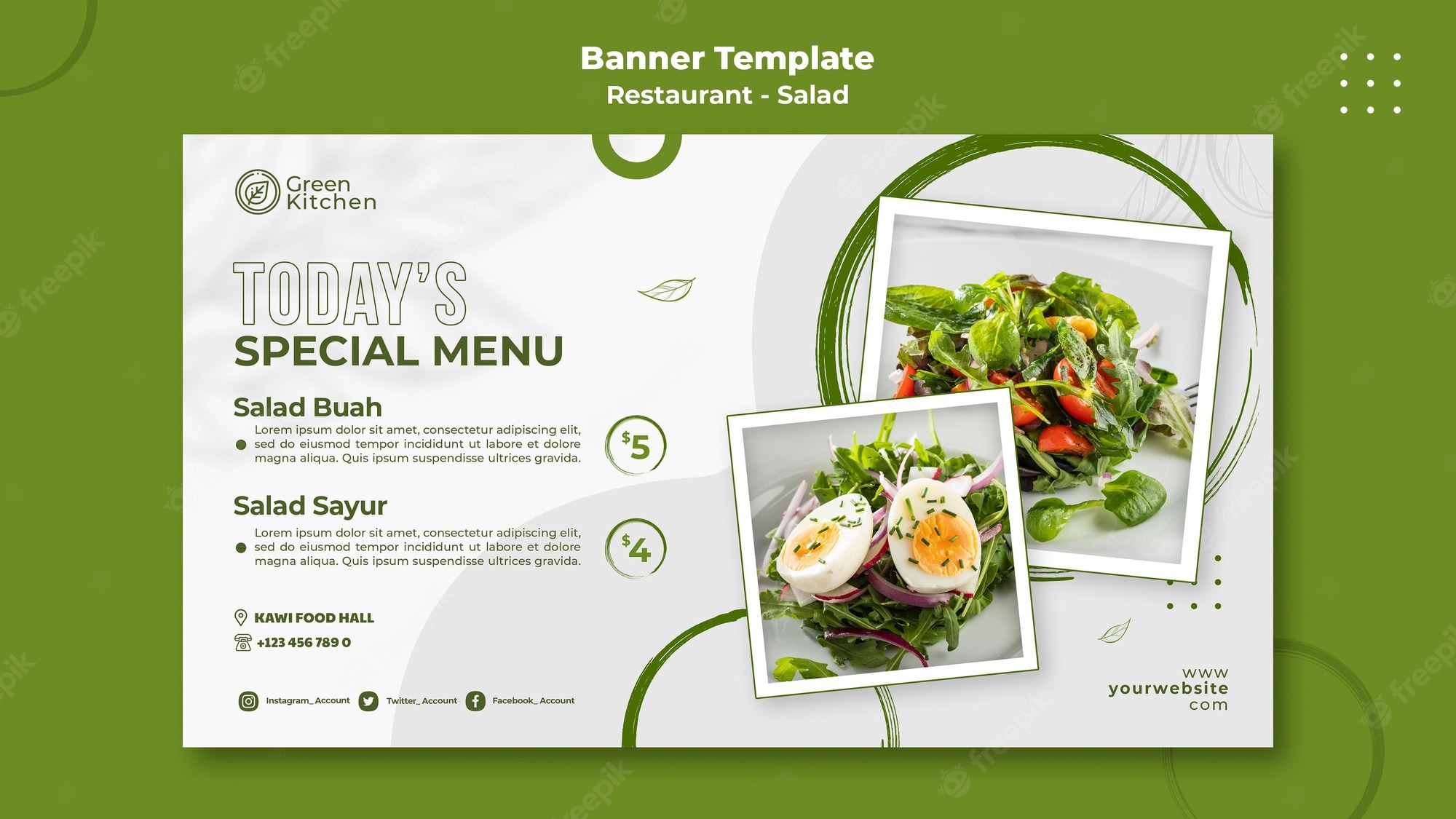 Free PSD  Healthy food banner template Throughout Food Banner Template