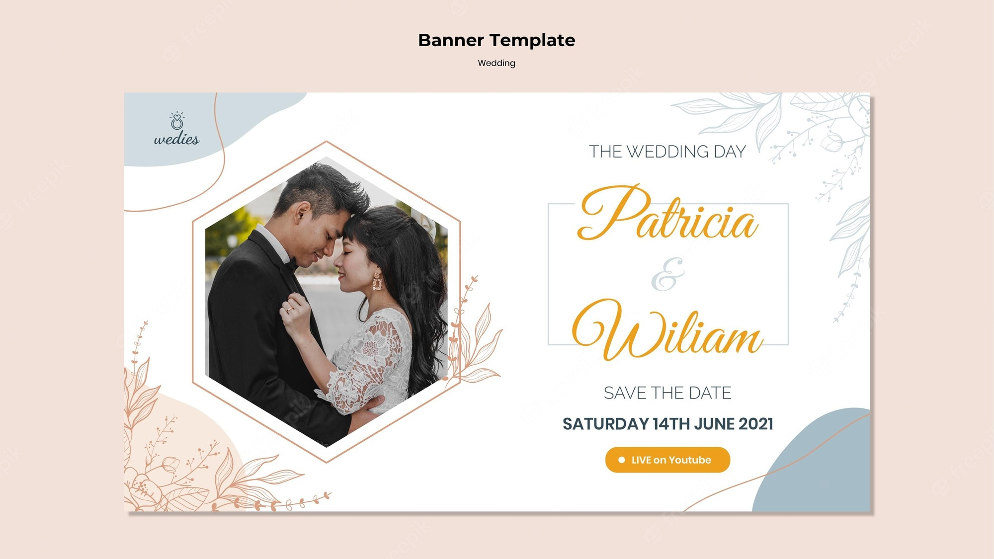 Free PSD  Horizontal banner for wedding ceremony with bride and groom Inside Bride To Be Banner Template