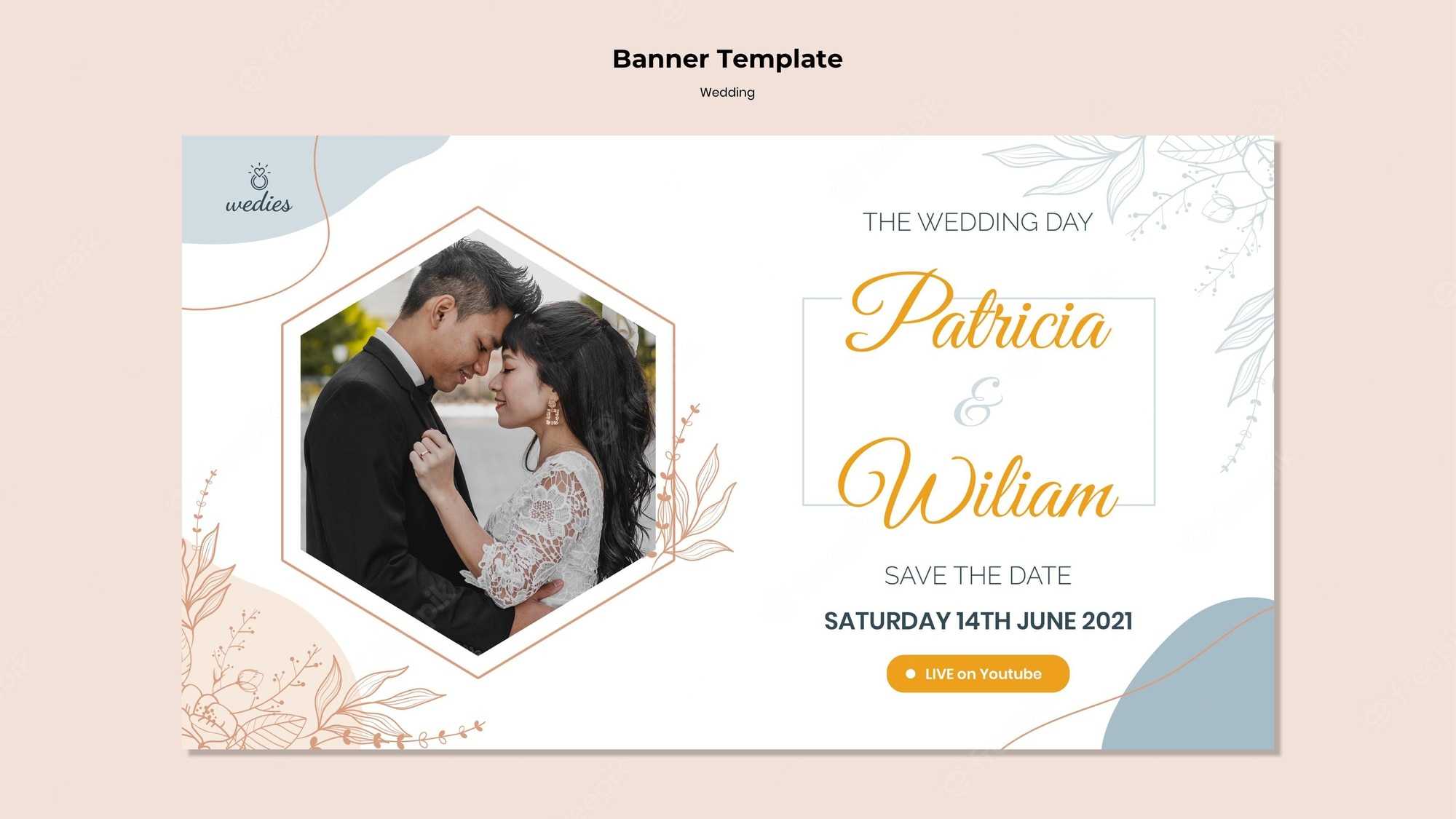 Free PSD  Horizontal Banner For Wedding Ceremony With Bride And Groom Inside Bride To Be Banner Template