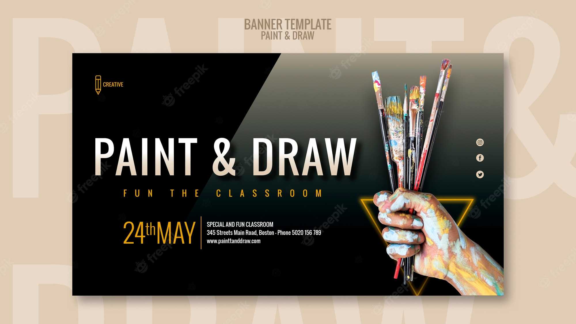 Free PSD  Paint And Draw Classroom Banner Regarding Classroom Banner Template