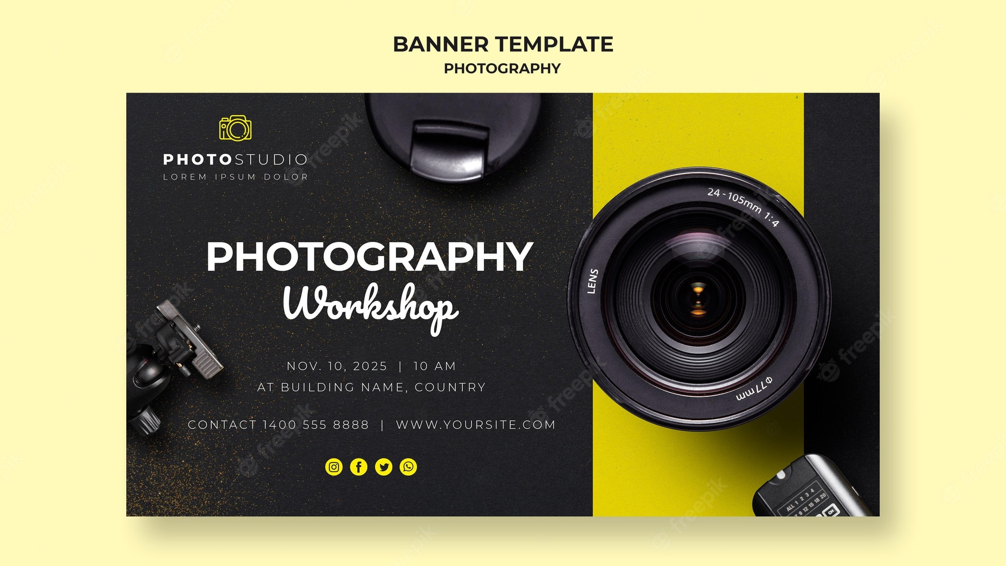Free PSD  Photography workshop banner template Intended For Photography Banner Template