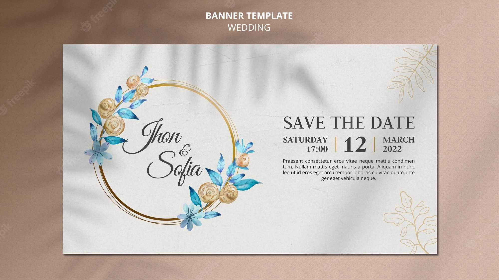 Free PSD  Save the date floral banner template