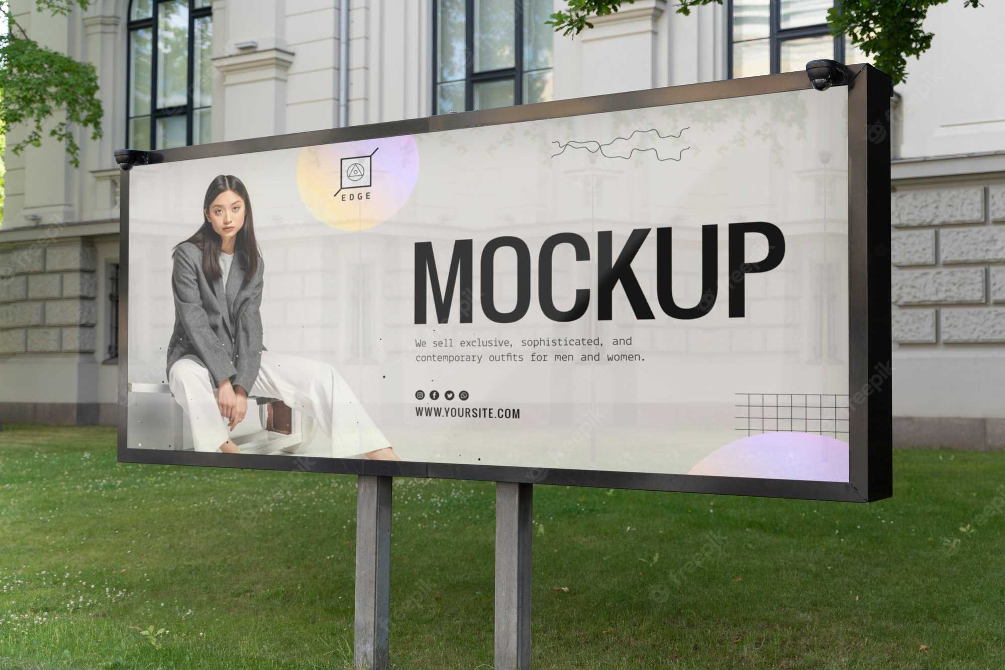 Free PSD  Street advertising with young woman mockup Inside Street Banner Template