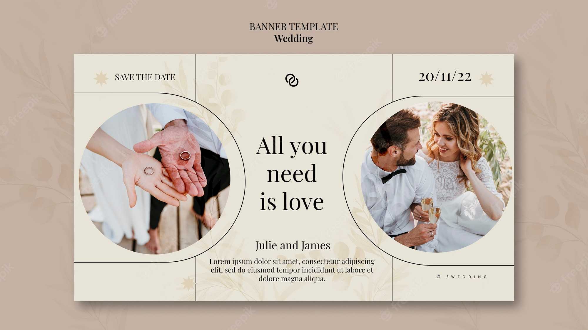 Free PSD  Wedding save the date banner template Throughout Save The Date Banner Template