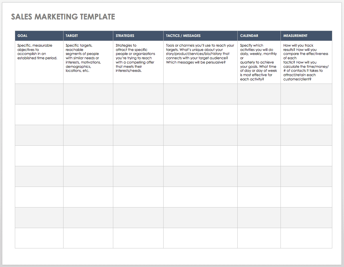 Free Sales Plan Templates  Smartsheet For Sales Lead Report Template