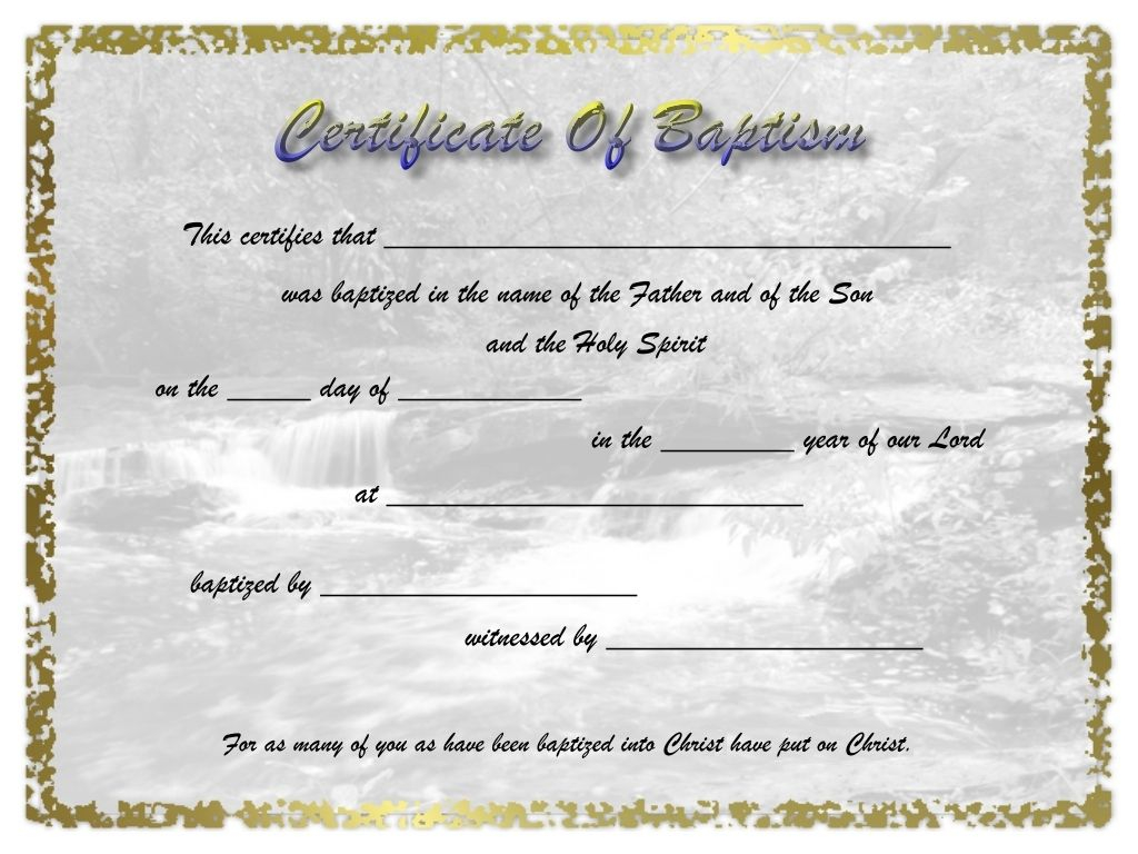 ❤️Free Sample Certificate Of Baptism form Template❤️ Pertaining To Christian Baptism Certificate Template