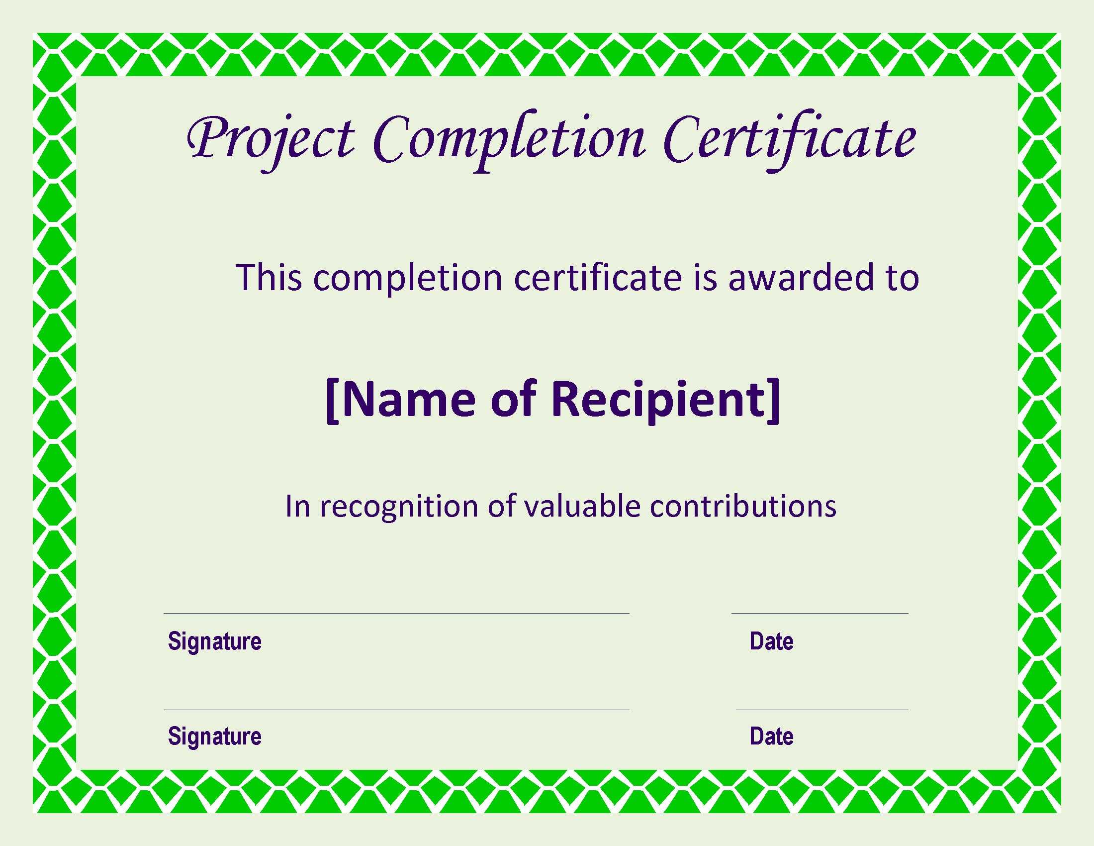 ❤️Free Sample Certificate Of Project Templates❤️ For Certificate Template For Project Completion