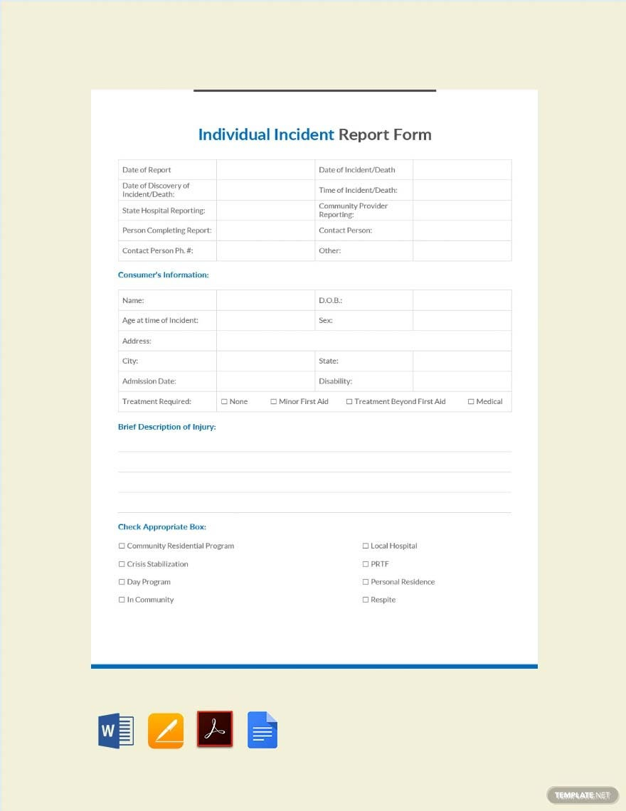 Free School Incident Report Form Template - Google Docs, Word  Pertaining To School Incident Report Template