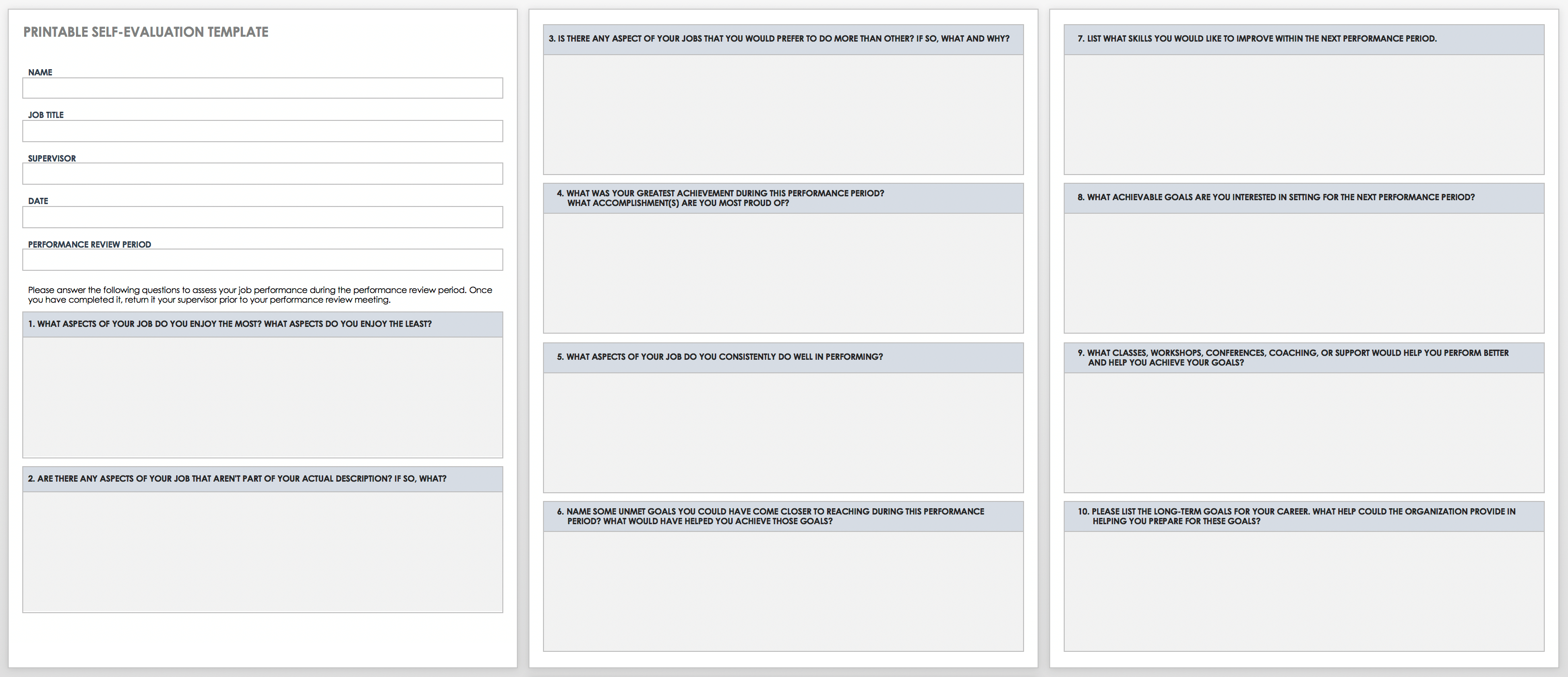 Free Self-Evaluation Templates  Smartsheet Regarding Blank Evaluation Form Template