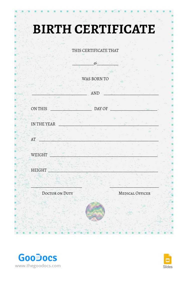 Free Simple Birth Certificate Template In Google Docs For Official Birth Certificate Template