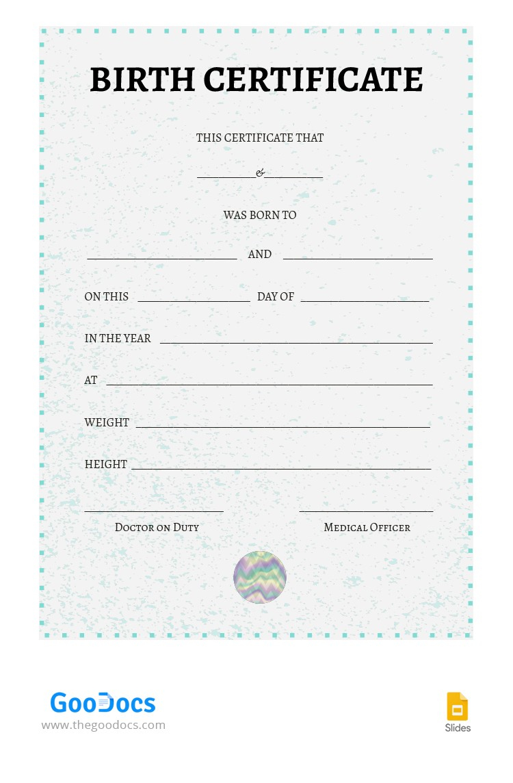 Free Simple Birth Certificate Template In Google Docs With Editable Birth Certificate Template