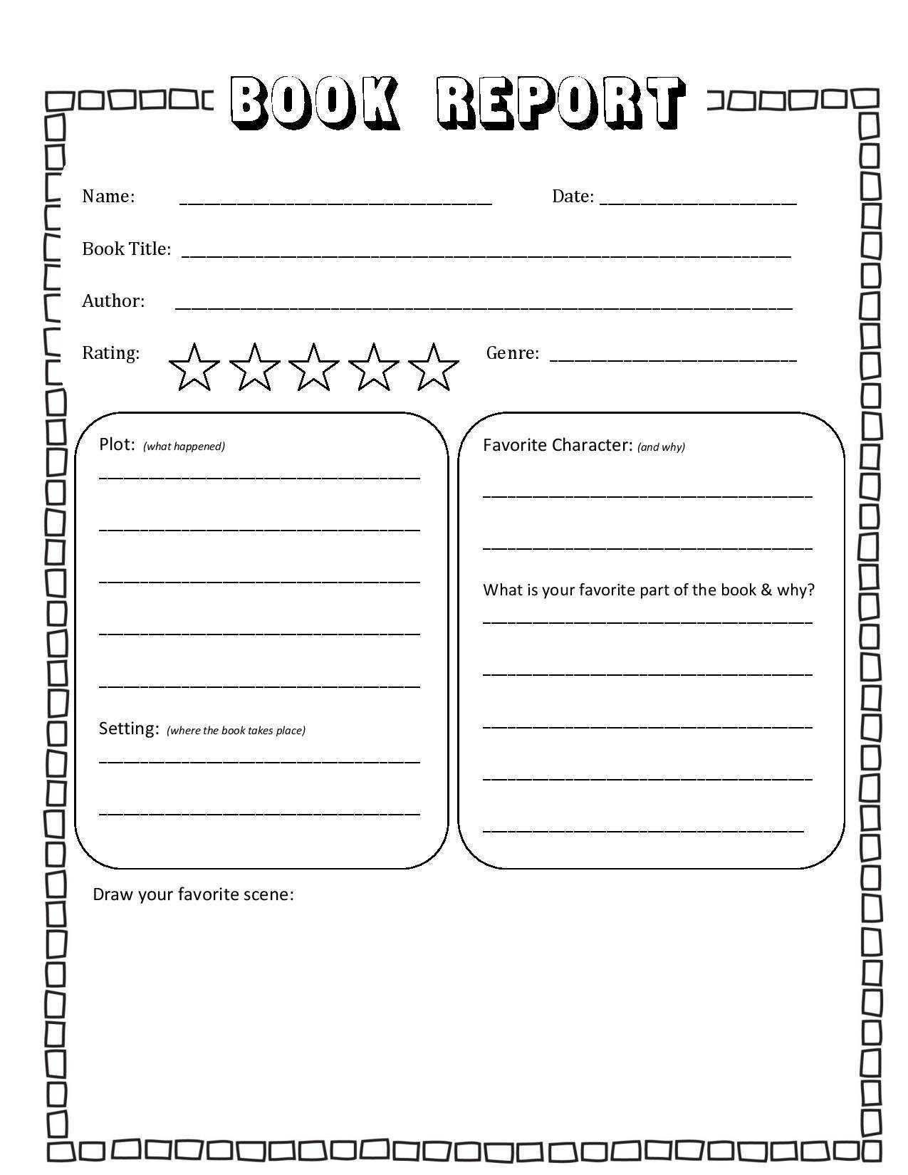 FREE Simple Book Report Template – 10 Homeschool 10 Me Regarding 2Nd Grade Book Report Template