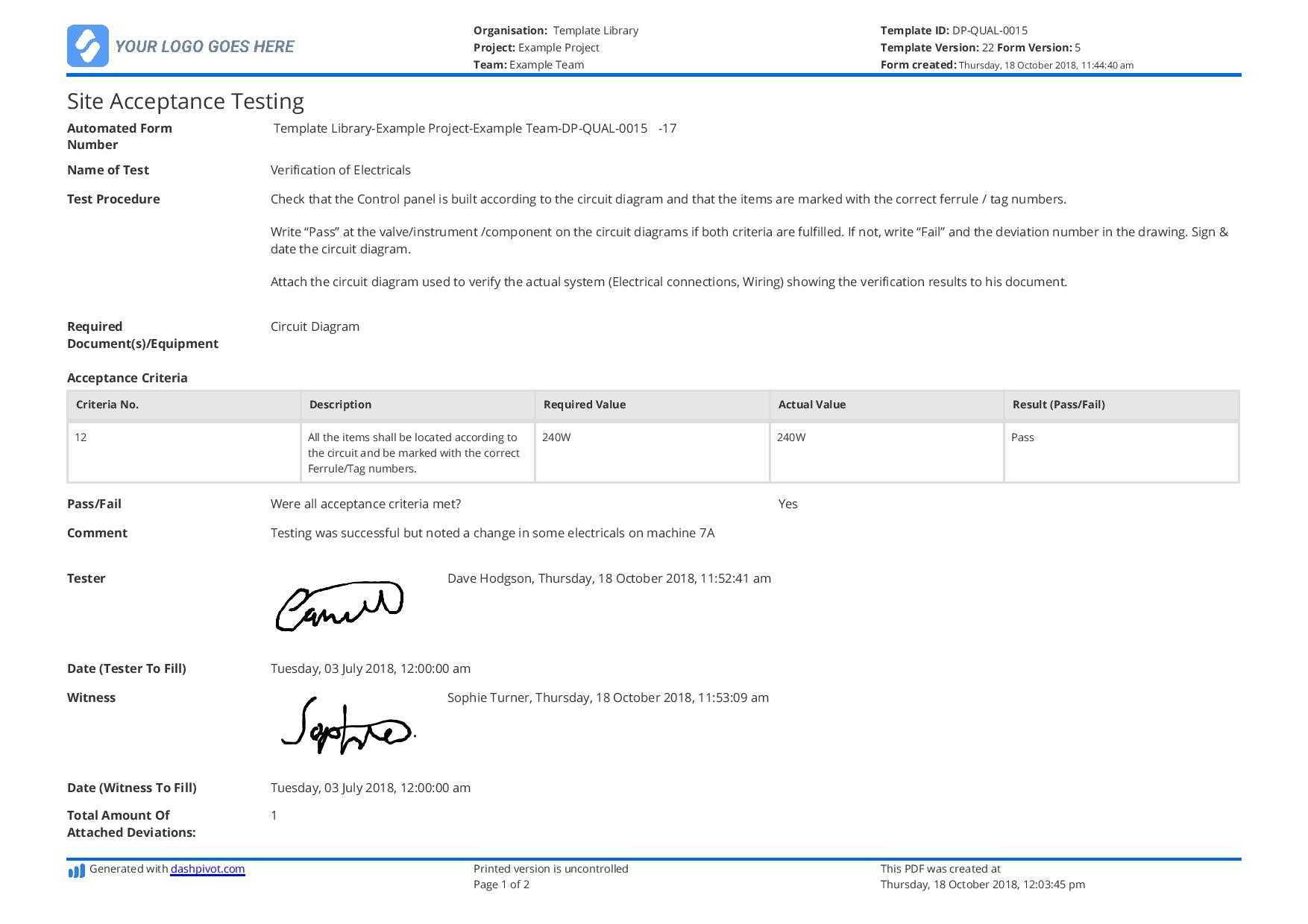 Free Site Acceptance Testing template (Better than PPT and PDF) Throughout Acceptance Test Report Template