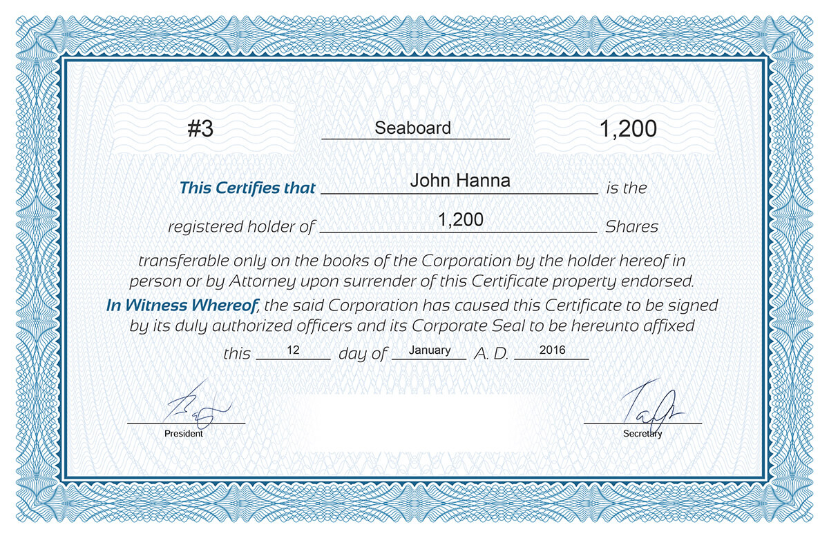 Free Stock Certificate Online Generator For Blank Share Certificate Template Free