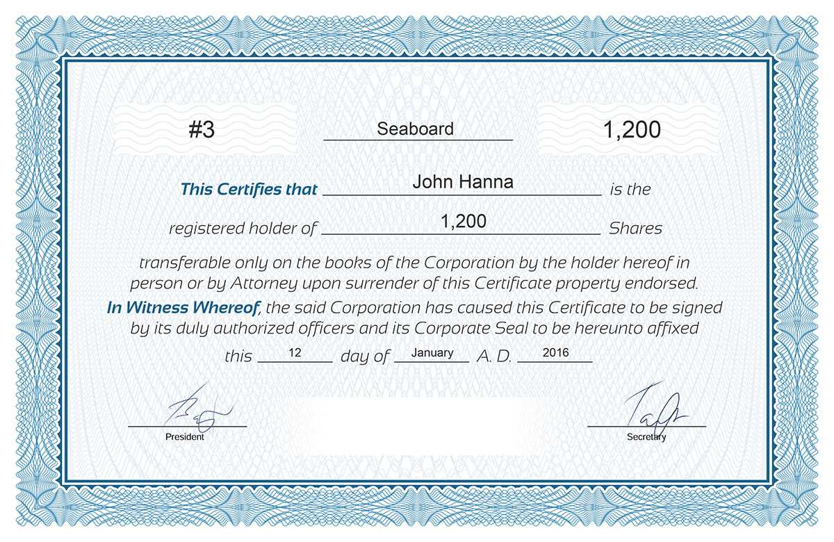 Free Stock Certificate Online Generator For Blank Share Certificate Template Free