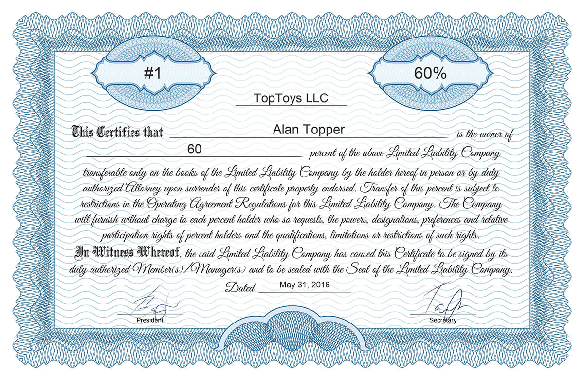 Free stock certificate online generator For Template Of Share Certificate