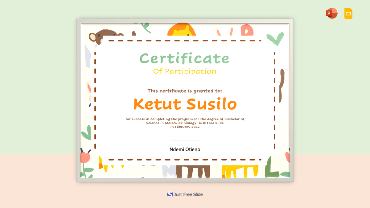 Free Student Certificate Template for Google Slides - Just Free Slide