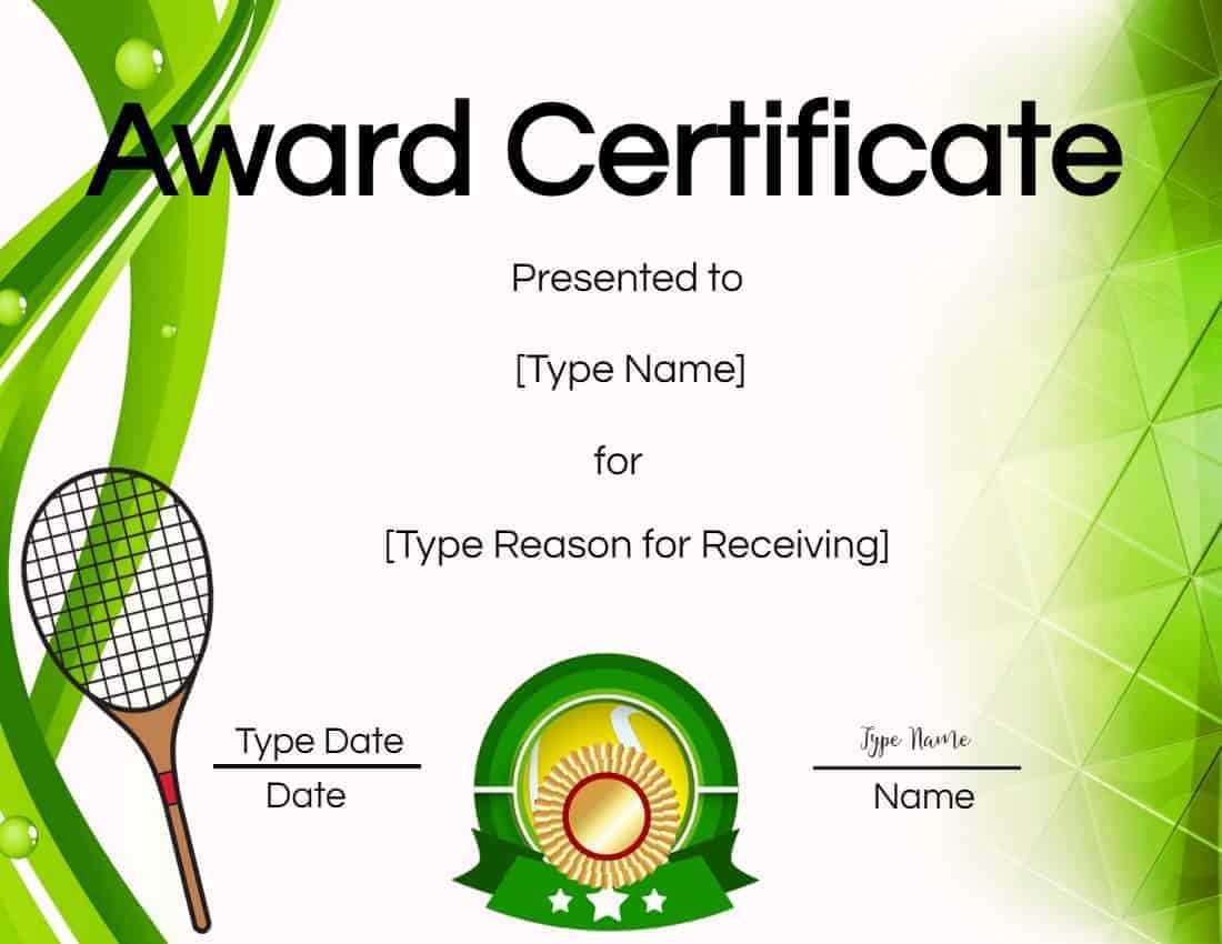 Free Tennis Certificates  Edit Online and Print at Home For Tennis Certificate Template Free