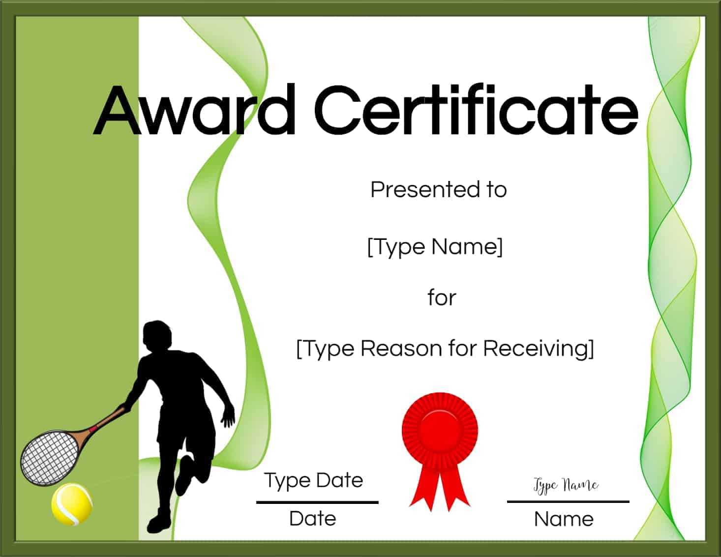 Free Tennis Certificates  Edit Online And Print At Home Pertaining To Tennis Certificate Template Free