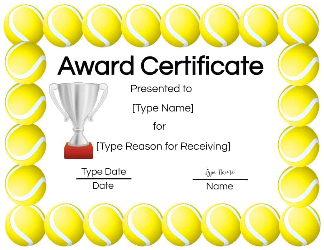 Free Tennis Certificates  Edit Online and Print at Home Regarding Tennis Certificate Template Free