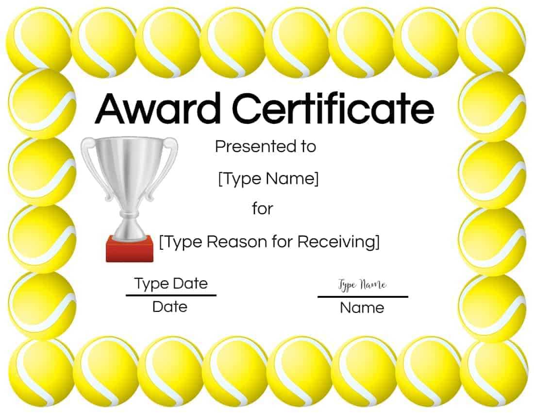 Free Tennis Certificates  Edit Online And Print At Home Regarding Tennis Certificate Template Free