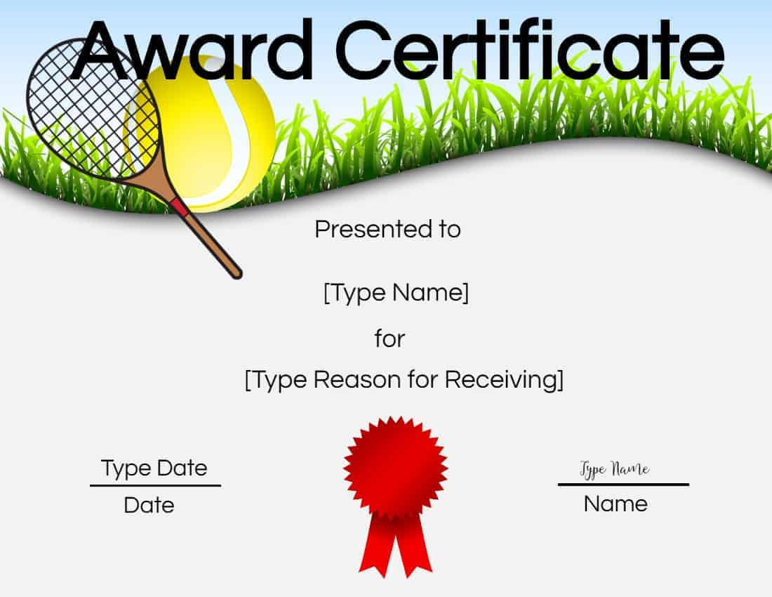 Free Tennis Certificates  Edit Online And Print At Home Within Tennis Gift Certificate Template