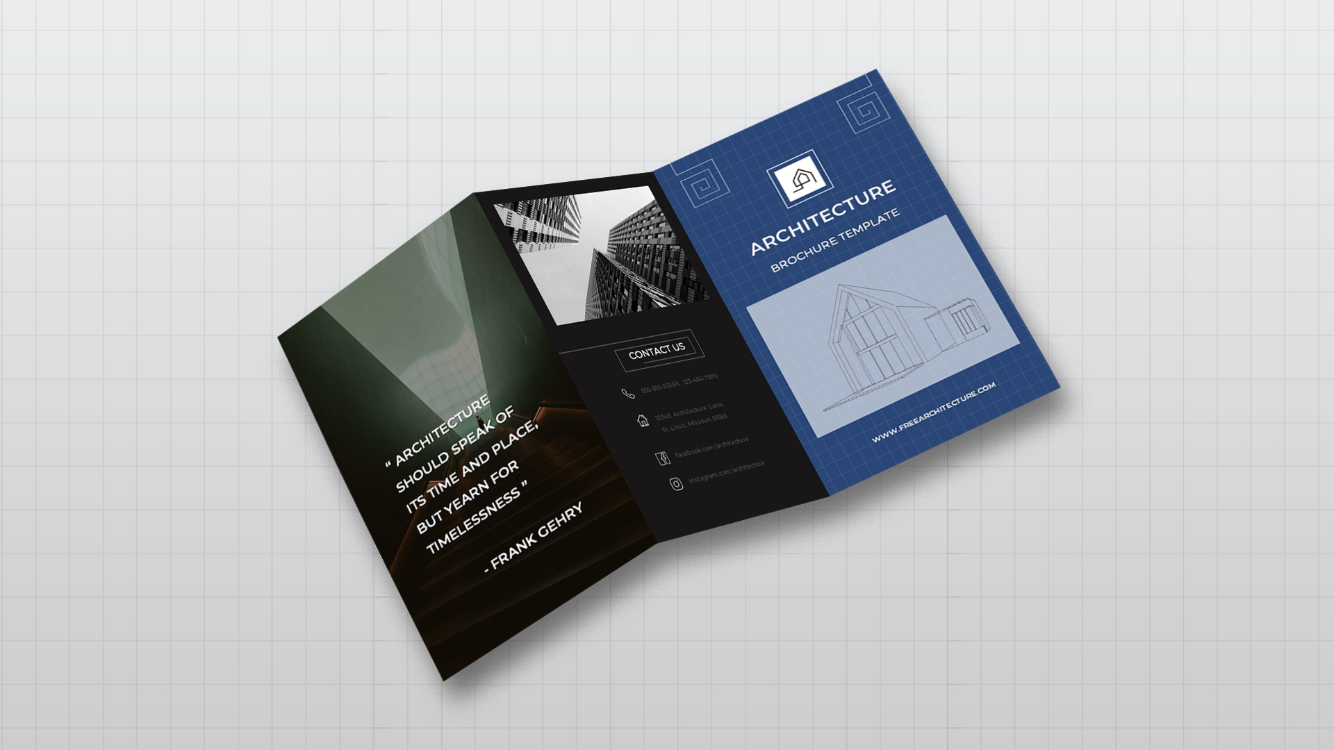 Free Trifold Architecture Brochure Template PowerPoint