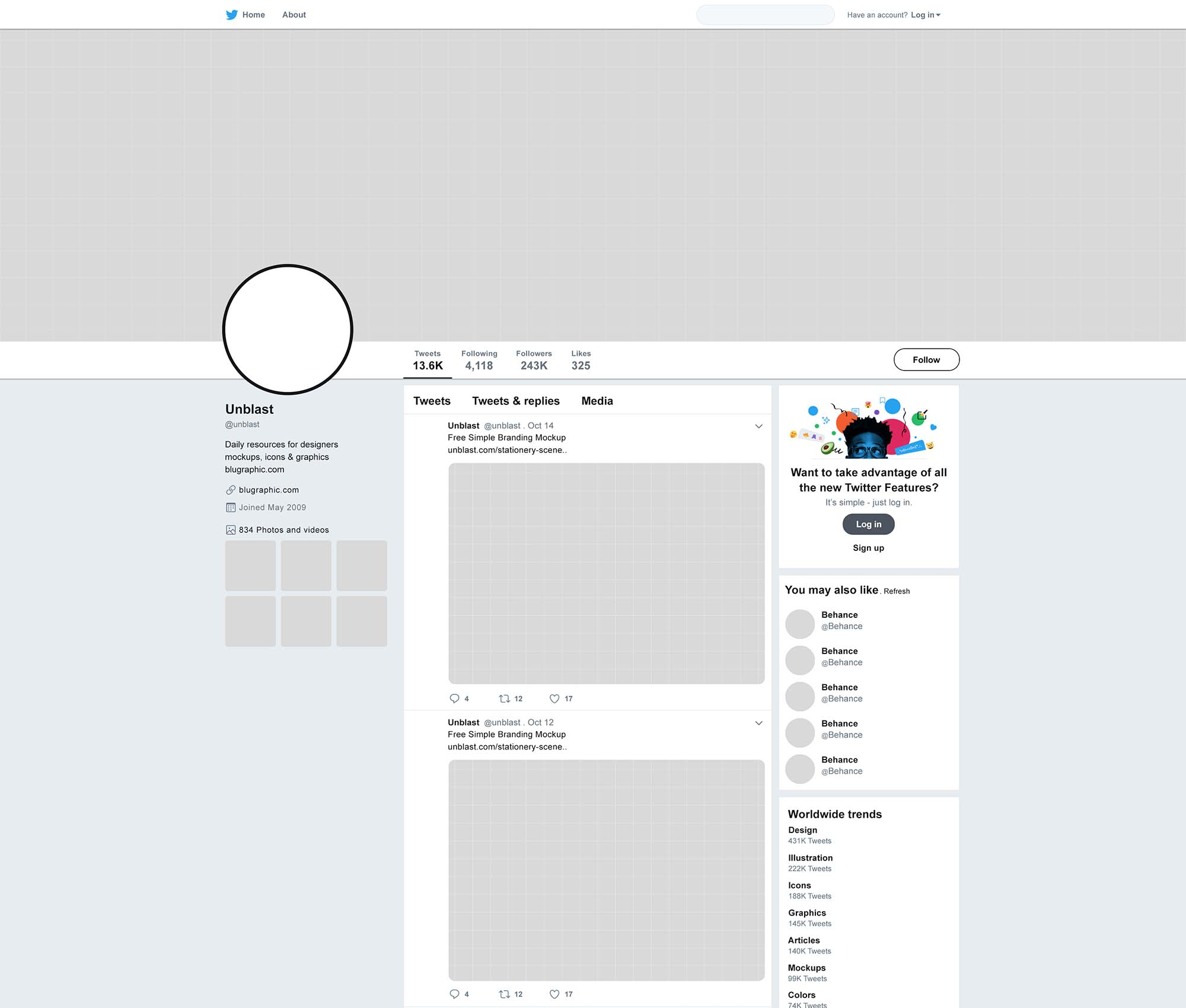 Free Twitter Page Mockup (PSD) In Blank Twitter Profile Template