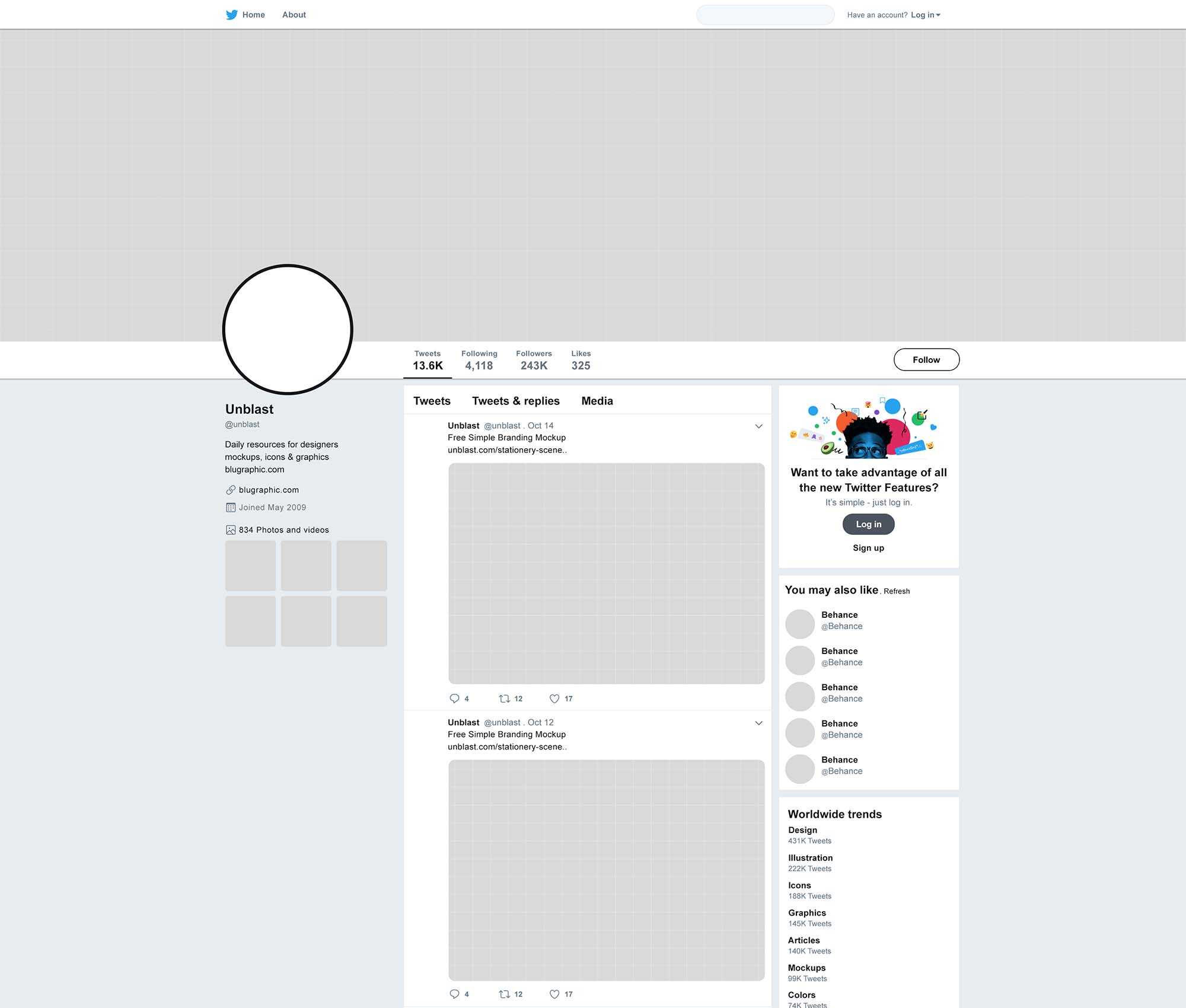 Free Twitter Page Mockup (PSD) In Blank Twitter Profile Template
