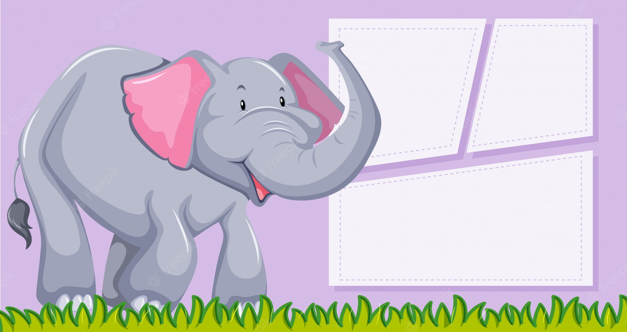 Free Vector  An elephant on blank template Regarding Blank Elephant Template