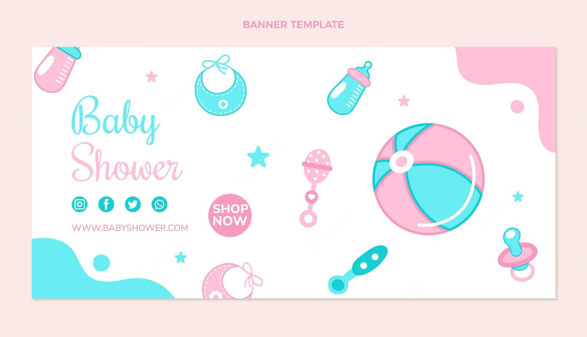 Free Vector Baby Shower Banner Template For Baby Shower Banner Template