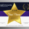 Free Vector  Certificate Of Appreciation Template With Golden Star For Star Certificate Templates Free