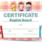 Free Vector  Certificate Template For English Award With Many Kids Within Certificate Of Achievement Template For Kids