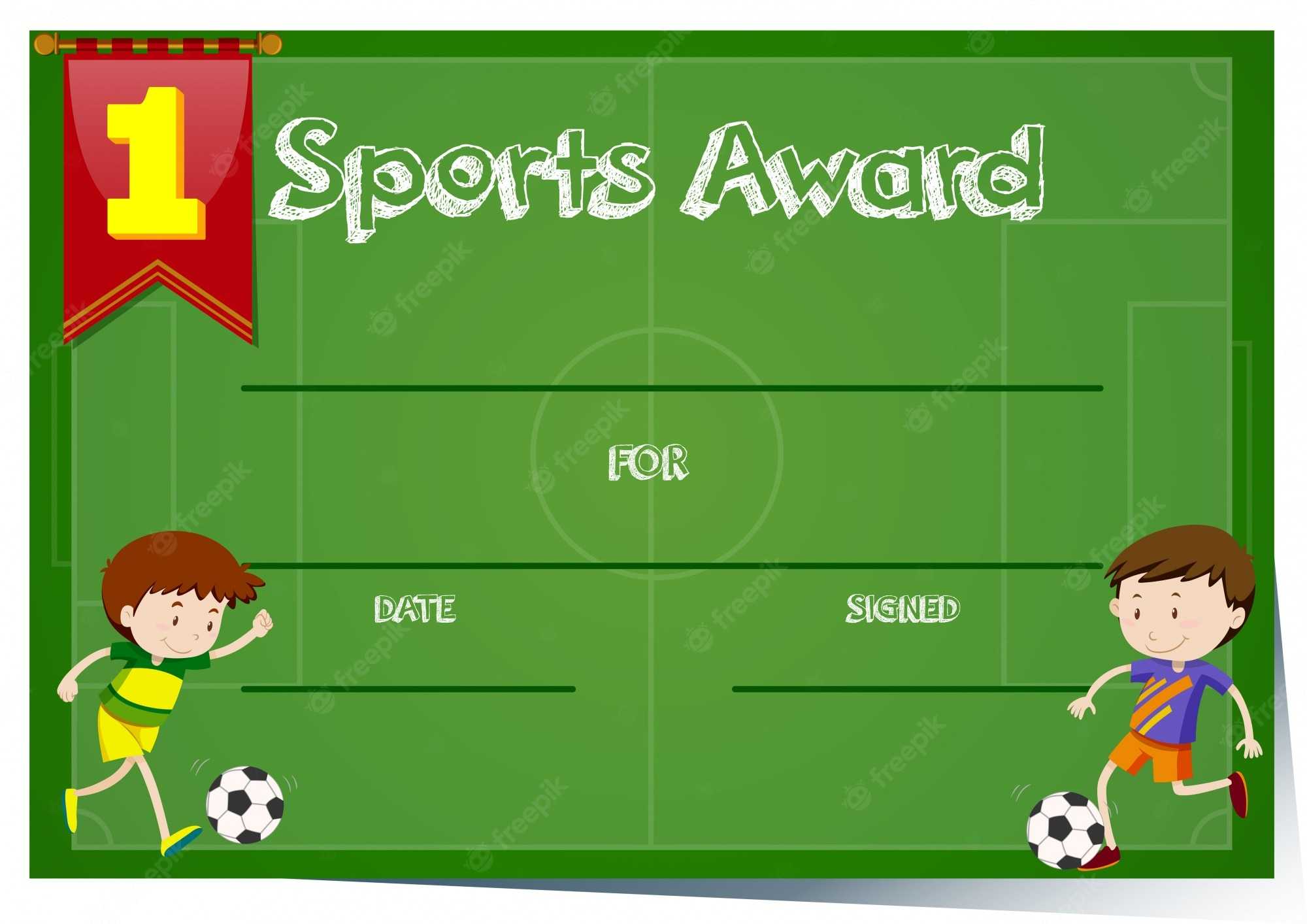 Free Vector  Certificate template for sports award In Soccer Certificate Template