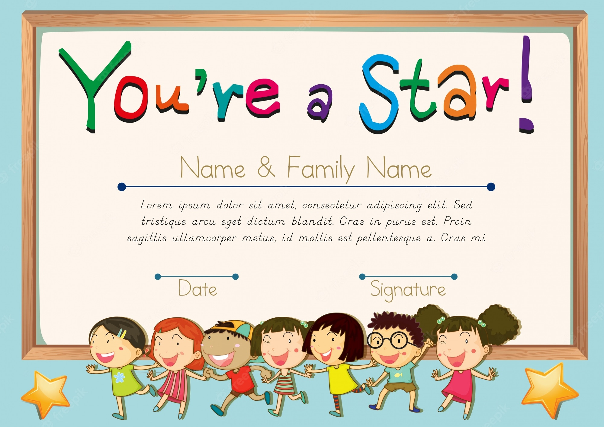 Free Vector  Certificate template for star Regarding Star Naming Certificate Template
