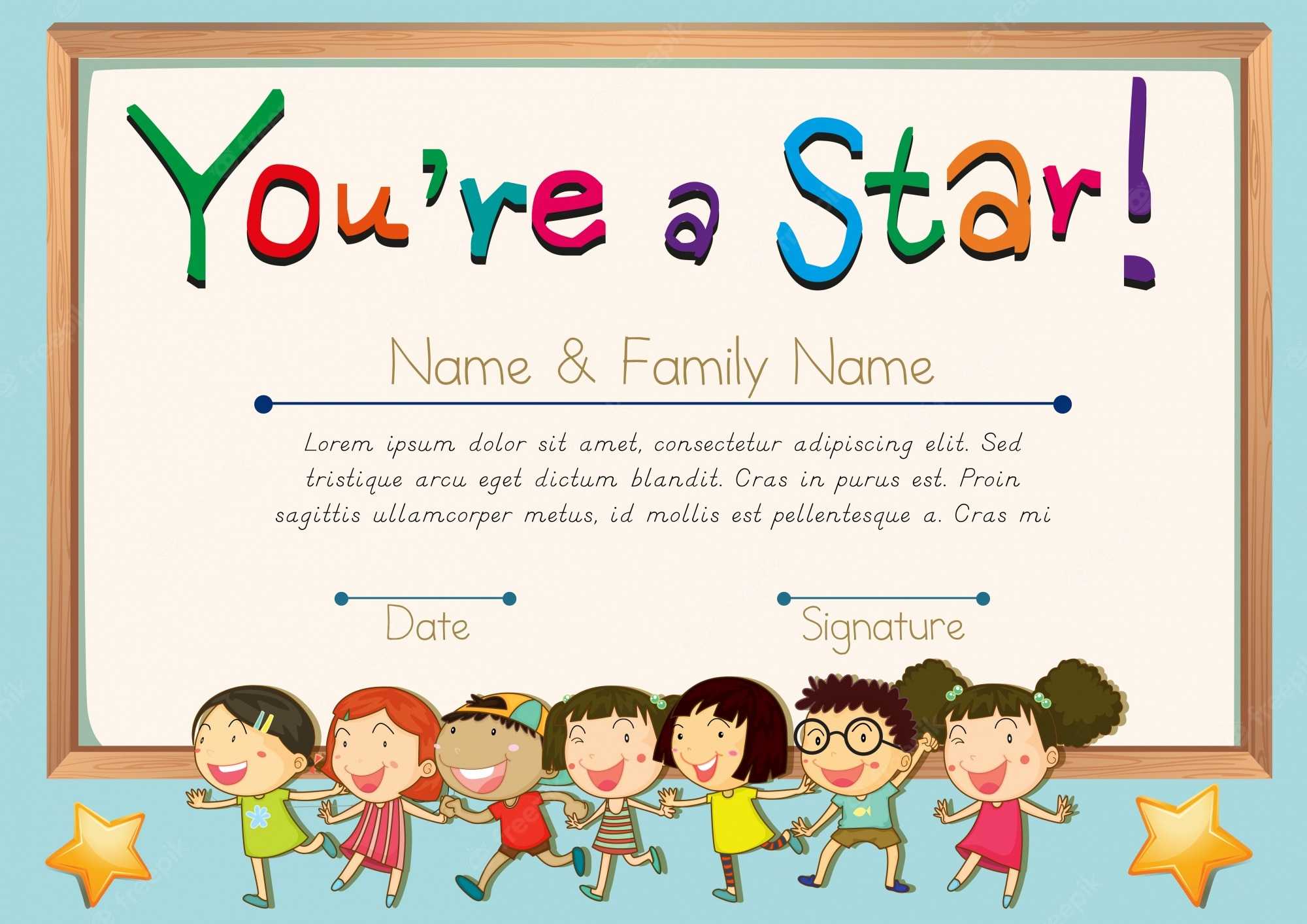 Free Vector  Certificate Template For Star Regarding Star Naming Certificate Template