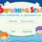 Free Vector Certificate Template With Kids Swimming Inside Swimming Certificate Templates Free